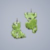 Car wreck earrings, light green and white 
