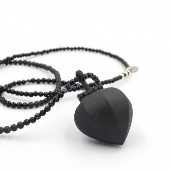 Sacred heart locket  (Black Necklace) 
