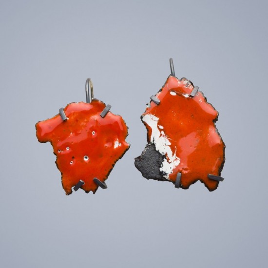 Car wreck earrings, orange 
